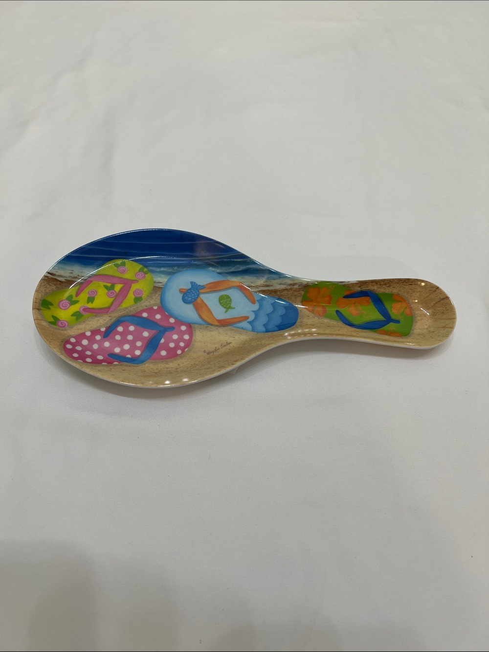 Tropical Summer Flip-Flop Beach Melamine Spoon Rest With Sumer Vibes